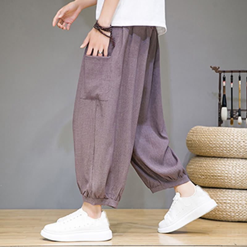 Buddha Stones Casual 7-8 Length Cropped Men's Harem Pants With Side Pockets - RosyBrown - US/UK/AU46，EU56 (5XL) - image 27