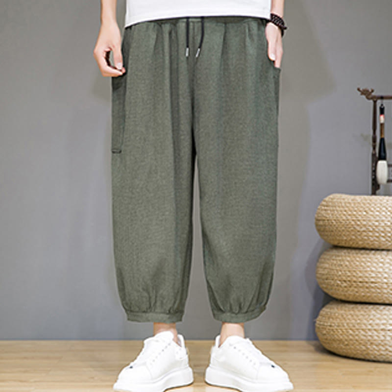 Buddha Stones Casual 7-8 Length Cropped Men's Harem Pants With Side Pockets - image 6