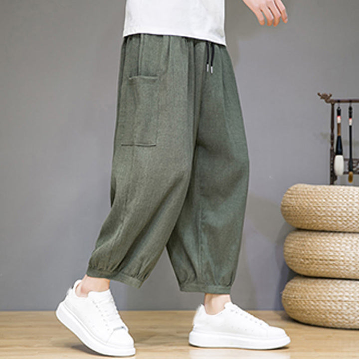 Buddha Stones Casual 7-8 Length Cropped Men's Harem Pants With Side Pockets - image 4