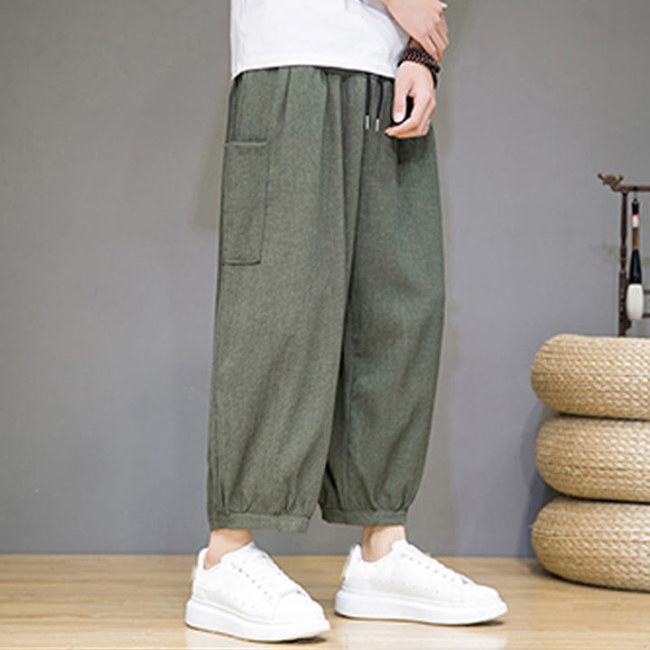 Buddha Stones Casual 7-8 Length Cropped Men's Harem Pants With Side Pockets - image 2