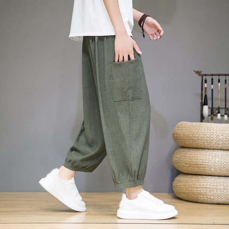 Buddha Stones Casual 7-8 Length Cropped Men's Harem Pants With Side Pockets - image 7