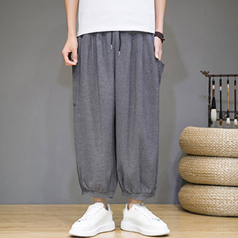 Buddha Stones Casual 7-8 Length Cropped Men's Harem Pants With Side Pockets - image 21