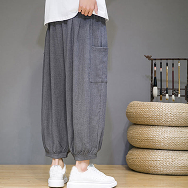 Buddha Stones Casual 7-8 Length Cropped Men's Harem Pants With Side Pockets - image 20
