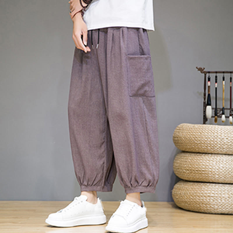 Buddha Stones Casual 7-8 Length Cropped Men's Harem Pants With Side Pockets - image 29