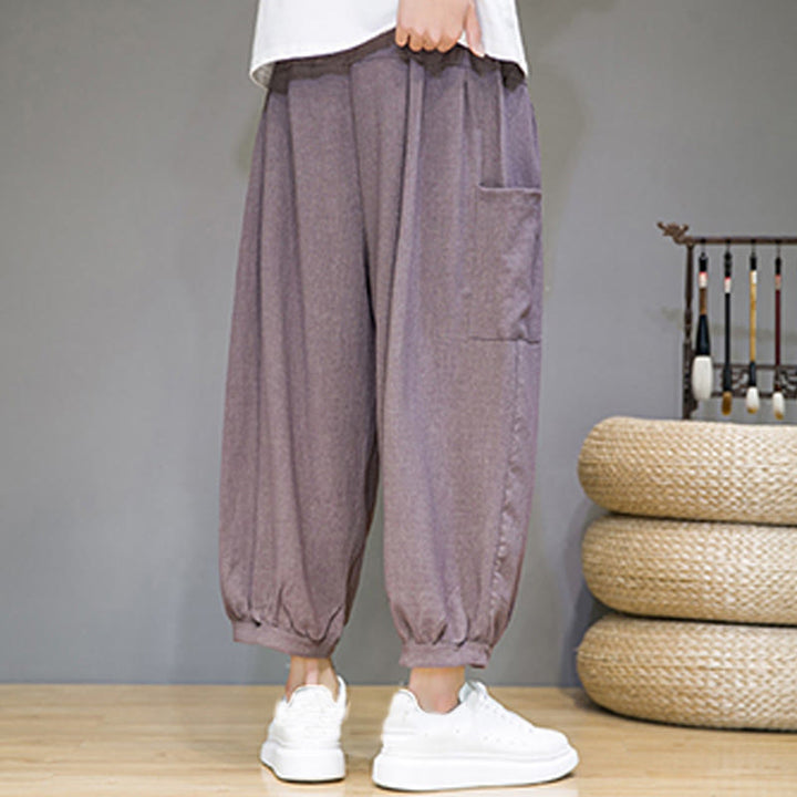 Buddha Stones Casual 7-8 Length Cropped Men's Harem Pants With Side Pockets - image 30