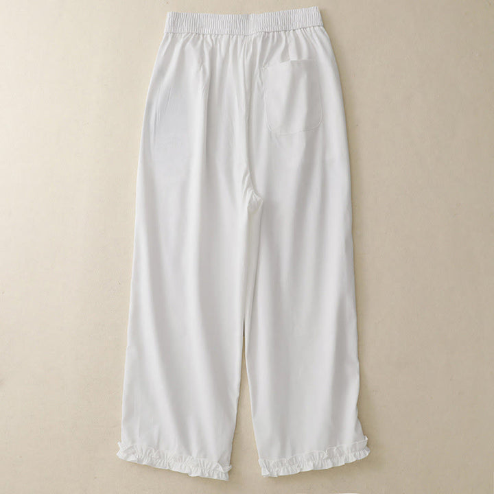 Buddha Stones Summer Button Ruffled Ankle-Length Women's Pants With Pockets - image 5