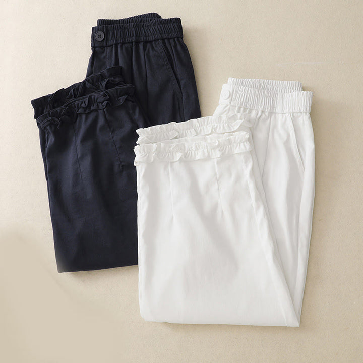 Buddha Stones Summer Button Ruffled Ankle-Length Women's Pants With Pockets - image 13