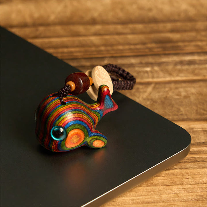 Buddha Stones Rainbow Eucalyptus Dolphin Carved Positive Key Chain Phone Hanging Decoration - image 8