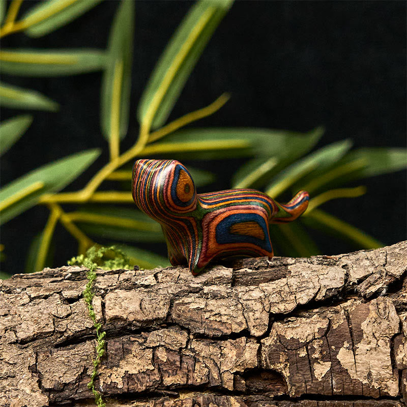 Buddha Stones Mini Rainbow Eucalyptus Walking Cat Carved Reduce Stress Decoration - image 6