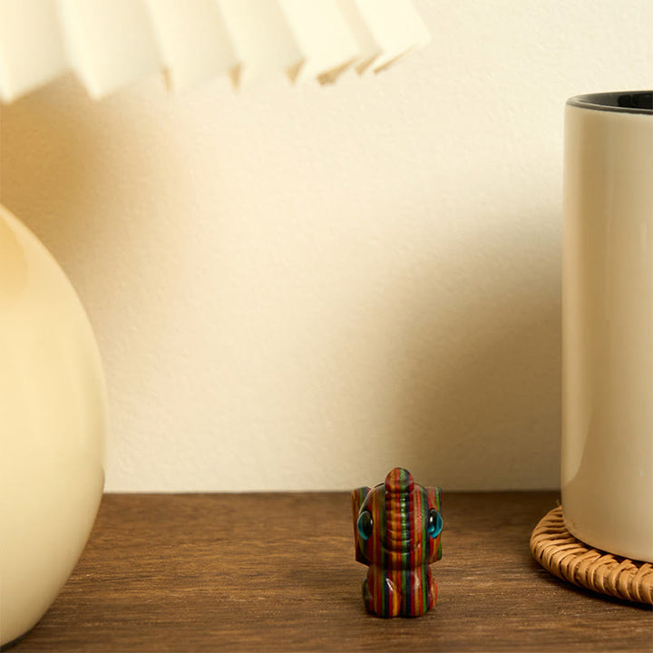 Buddha Stones 2Pcs Mini Rainbow Eucalyptus Elephant Carved Strength Decoration - image 5