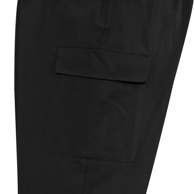 Buddha Stones Solid Color Linen Drawstring Men's Cargo Pants With Pockets - image 7