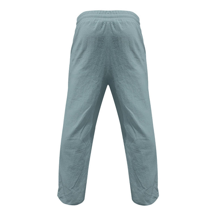 Buddha Stones Casual Plain Color Buttons Men's Cotton Pants With Pockets - image 11