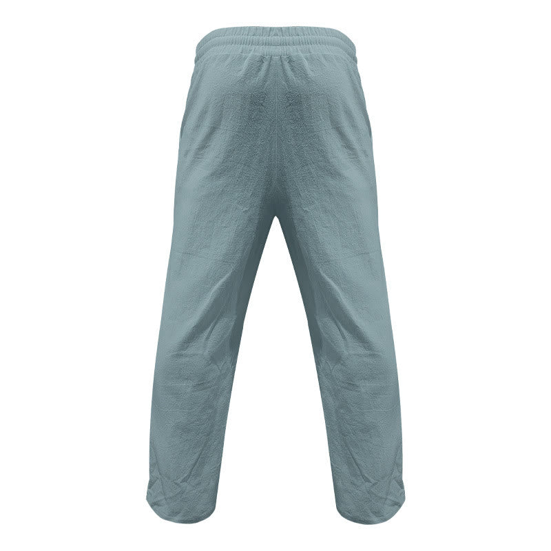 Buddha Stones Casual Plain Color Buttons Men's Cotton Pants With Pockets - image 11