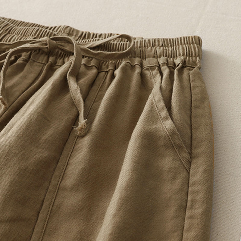 Buddha Stones Casual Plain Solid Color Patchwork Women's Polyester 7-8 Length Wide Leg Pants With Pockets - image 1