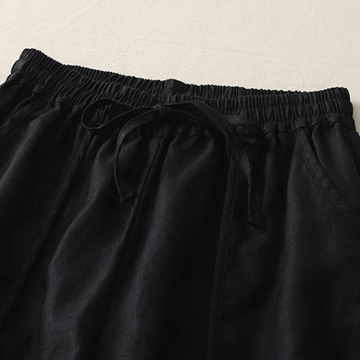 Buddha Stones Casual Plain Solid Color Patchwork Women's Polyester 7-8 Length Wide Leg Pants With Pockets - image 21