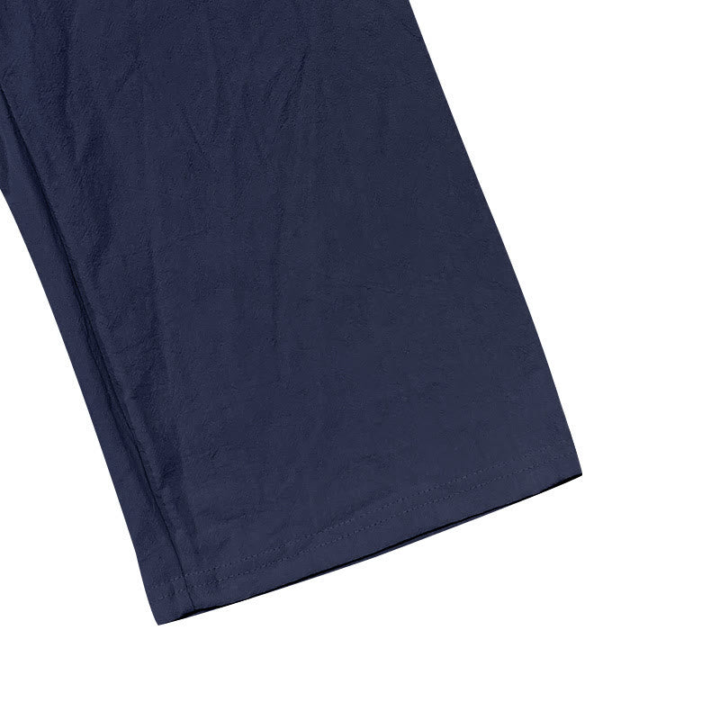 Buddha Stones Solid Color Buttons Drawstring Men's Cotton Pants With Pockets - image 5