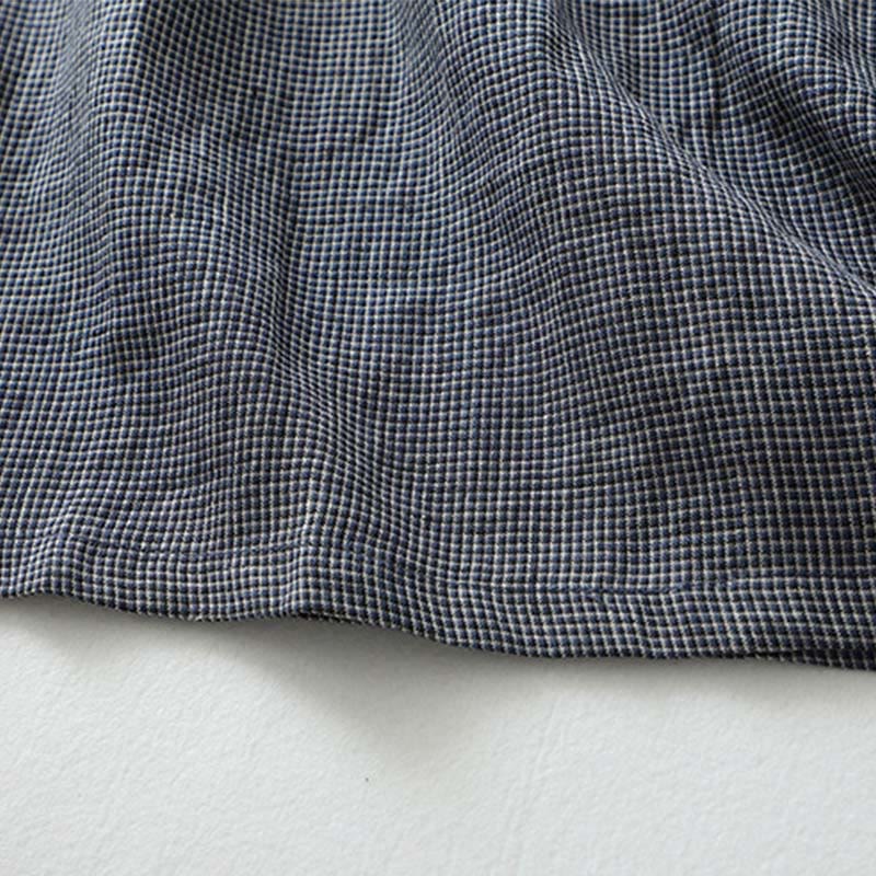 Buddha Stones Commute MidnightBlue Lace-Up Half Sleeve Design Cotton Linen Midi Dress With Pockets - image 11