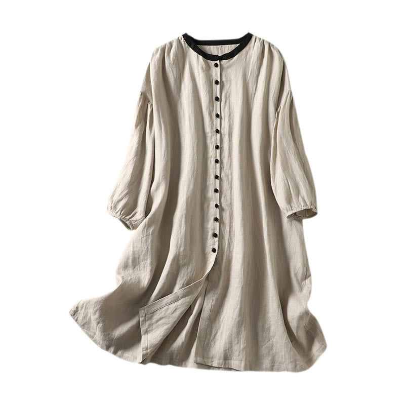 Buddha Stones Buttons Design Women's Long Sleeve Coat With Pockets - image 12