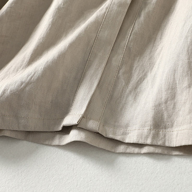 Buddha Stones Buttons Design Women's Cotton Linen Long Sleeve Coat With Pockets - image 11