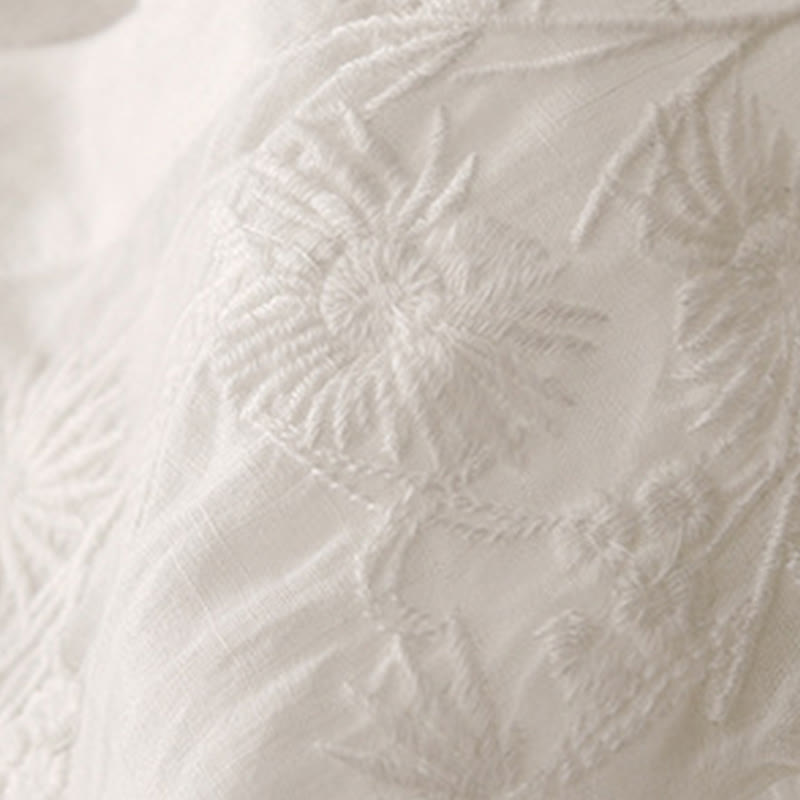 Buddha Stones Embroidered Front Button Design Women's Cotton Three Quarter Sleeve Shirt - image 8