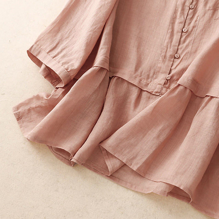 Buddha Stones Embroiderd Front Button Design Women's Cotton Three Quarter Sleeve Shirt  - image 23