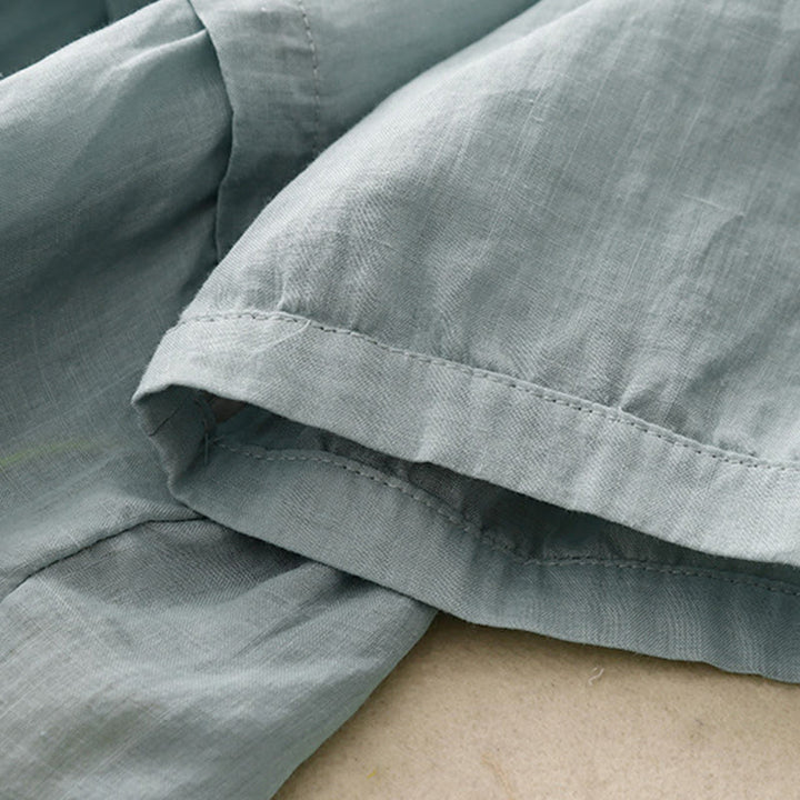 Buddha Stones Embroidered Front Button Design Women's Cotton Three Quarter Sleeve Shirt - image 2