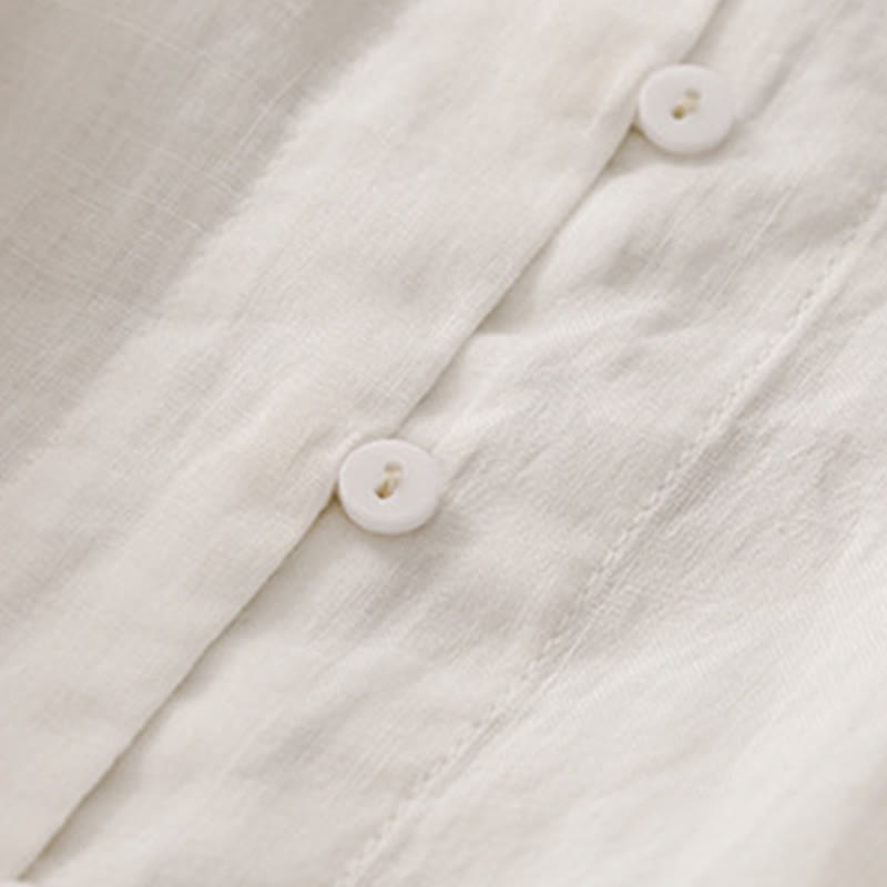 Buddha Stones Embroidered Front Button Design Women's Cotton Three Quarter Sleeve Shirt - image 9