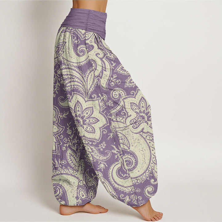 Buddha Stones Pure Cotton Flowers Paisley Patterns Women's Elastic Waist Harem Pants