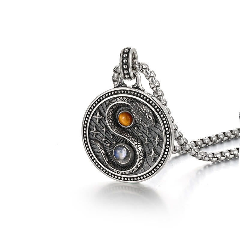 Buddha Stones Snake Yin Yang Symbol Copper Wealth Necklace Pendant - image 4