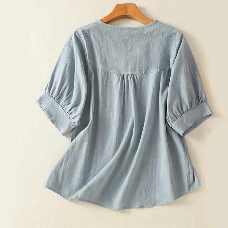 Buddha Stones 2pcs Plain Women's Short Sleeve Shirt Harem Pants Meditation Clothing Set - image 2