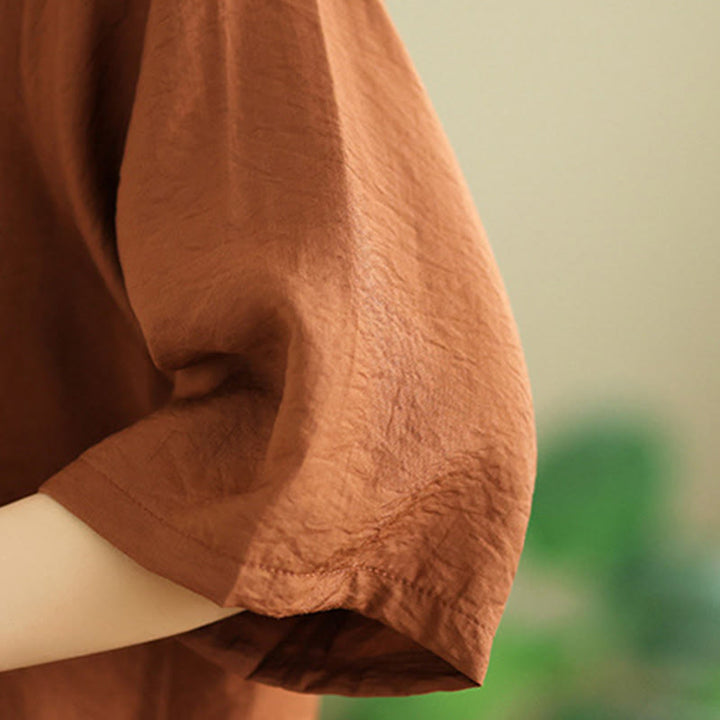 Buddha Stones 2pcs Casual Women's Stand Collar Shirt Loose Pants Meditation Clothing Set - image 6