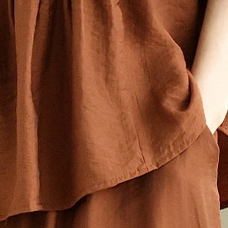 Buddha Stones 2pcs Casual Women's Stand Collar Shirt Loose Pants Meditation Clothing Set - image 4