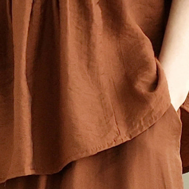 Buddha Stones 2pcs Casual Women's Stand Collar Shirt Loose Pants Meditation Clothing Set - image 4