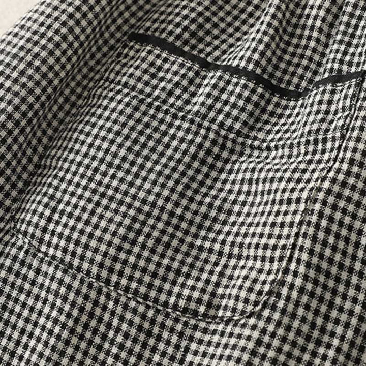 Buddha Stones Plaid Pattern Drawstring Women's Cotton Linen Harem Pants With Pockets - image 6