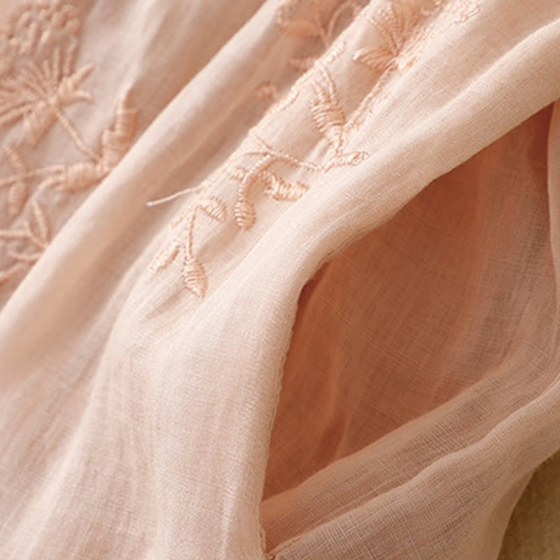 Buddha Stones Embroidered Pattern Women's Cotton Linen Harem Pants With Pockets - image 13