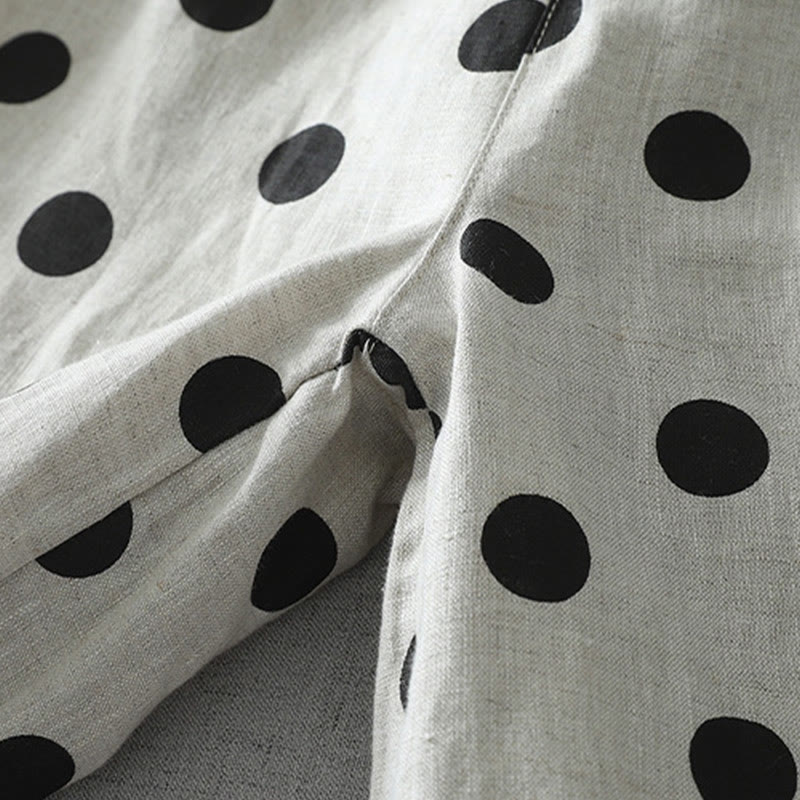 Buddha Stones Polka Dot Floral Pattern Pattern Women's Cotton Linen Harem Pants With Pockets - image 10