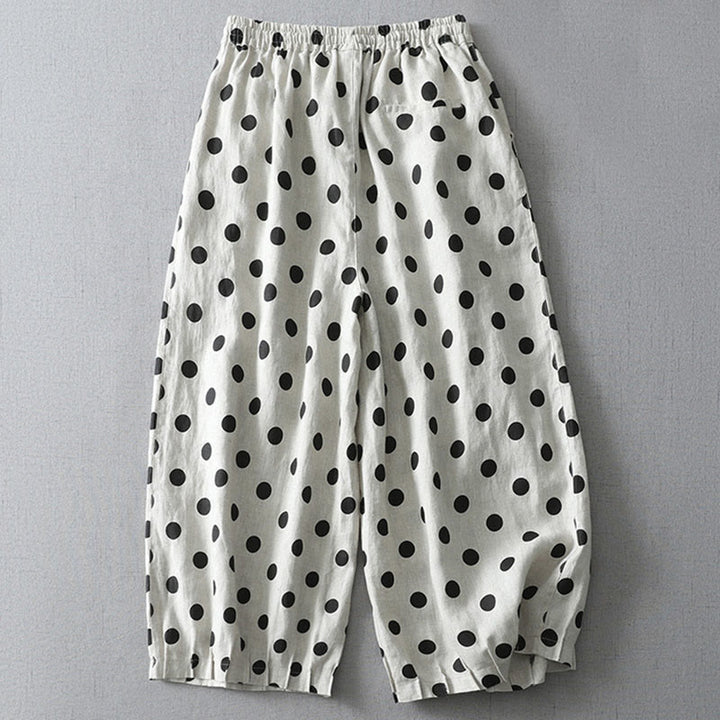 Buddha Stones Polka Dot Floral Pattern Pattern Women's Cotton Linen Harem Pants With Pockets - image 5