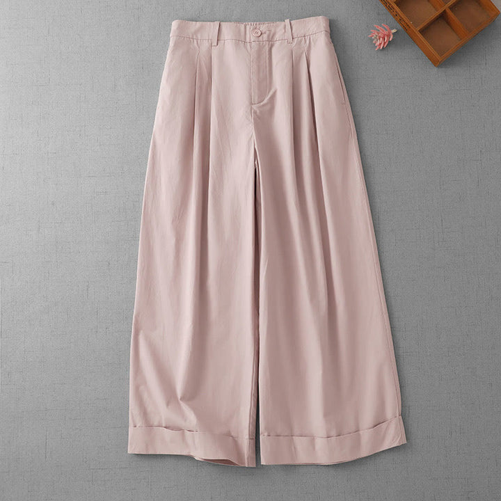 Buddha Stones Casual Plain High Waist Women's Polyester 7-8 Length Wide Leg Pants With Pockets - Pink - US14，UK/AU18，EU46 (2XL) - image 5