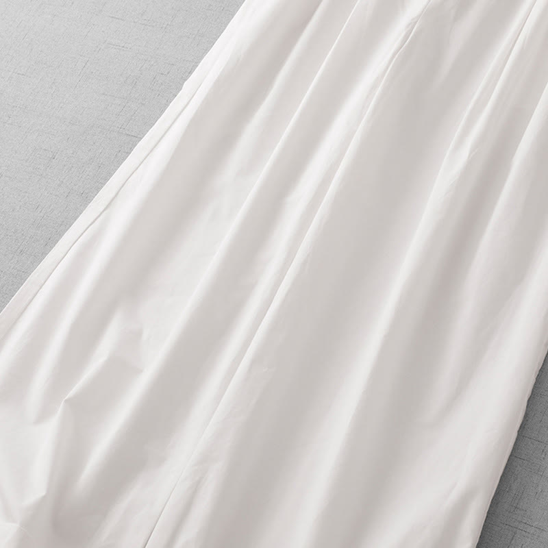 Buddha Stones Casual Plain High Waist Women's Polyester 7-8 Length Wide Leg Pants With Pockets - image 15