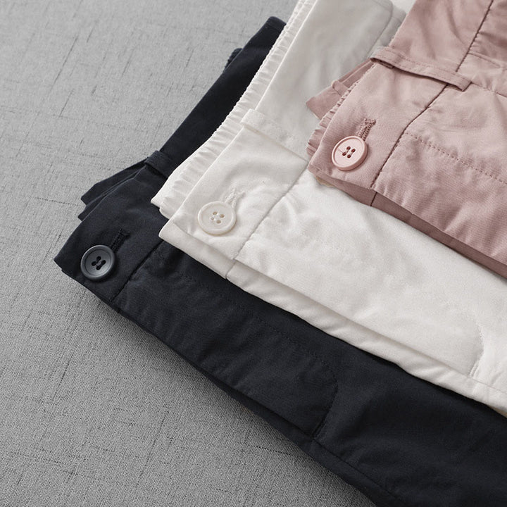 Buddha Stones Casual Plain High Waist Women's Polyester 7-8 Length Wide Leg Pants With Pockets - image 21