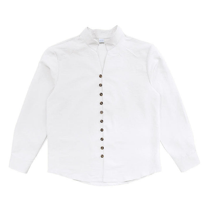 Buddha Stones Solid Color Buttons Fall Long Sleeve Men's Shirt - image 11