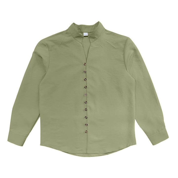 Buddha Stones Solid Color Buttons Fall Long Sleeve Men's Shirt - image 20