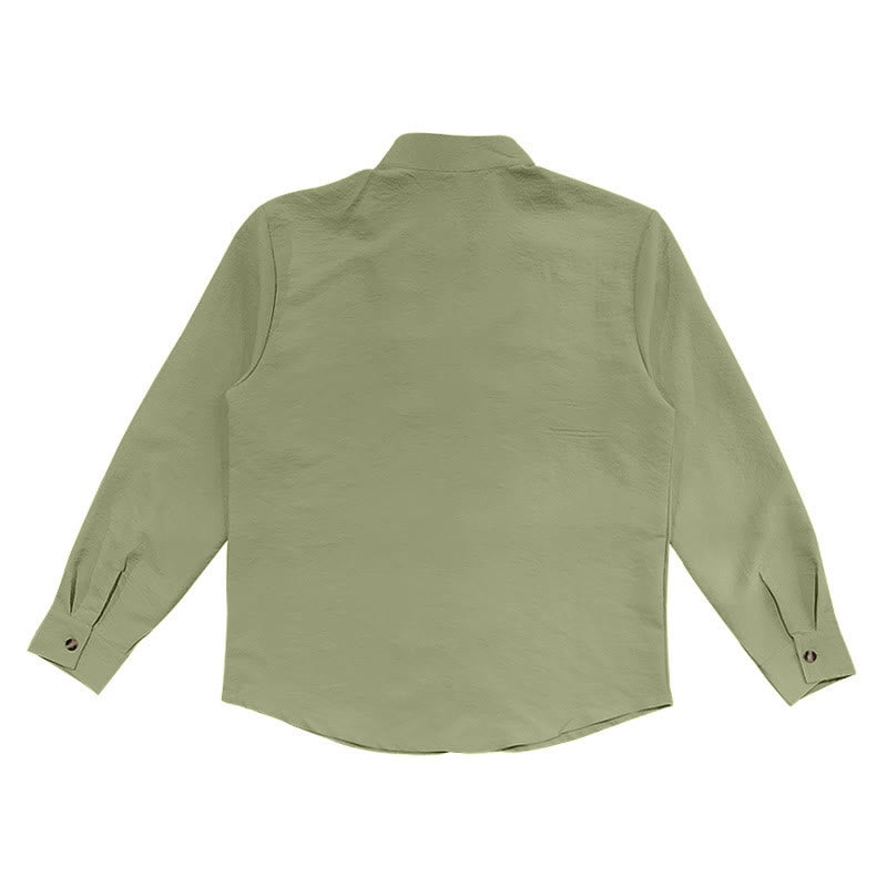 Buddha Stones Solid Color Buttons Fall Long Sleeve Men's Shirt - image 21