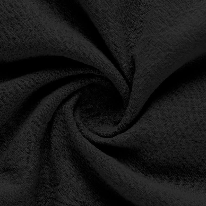 Buddha Stones Solid Summer Short Sleeve Half Buttons Linen Men's Shirt - image 4