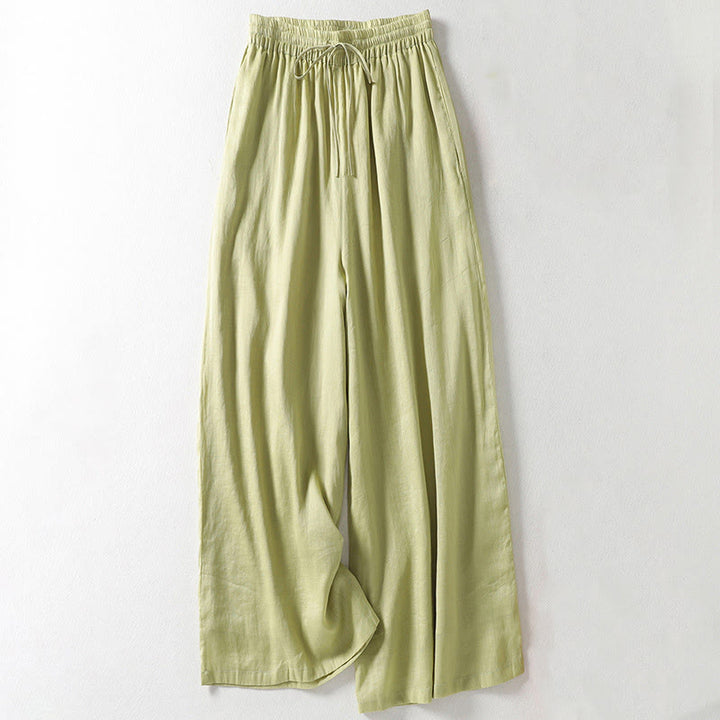 Buddha Stones Casual Drawstring Cotton Linen Ankle-Length Women's Wide Leg Pants With Pockets - Honeydew - US8-10，UK/AU12-14，EU40-42 (2XL) - image 13