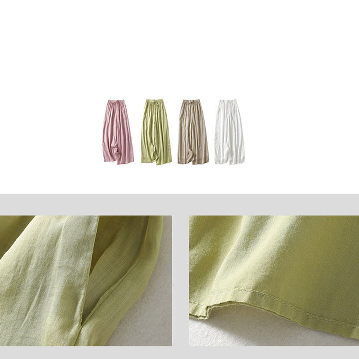 Buddha Stones Casual Drawstring Cotton Linen Ankle-Length Women's Wide Leg Pants With Pockets - image 25