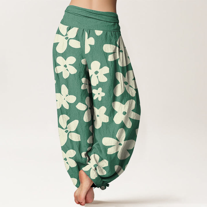 Buddha Stones Cotton Casual Bohemian Style Floral Women's Elastic Waist Harem Pants - image 2