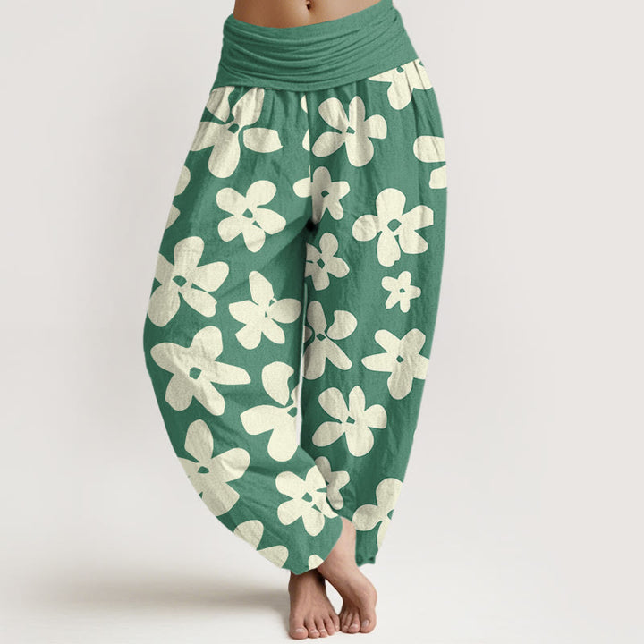 Buddha Stones Cotton Casual Bohemian Style Floral Women's Elastic Waist Harem Pants - MediumSeaGreen - US22，UK/AU26，EU54 (6XL) - image 0