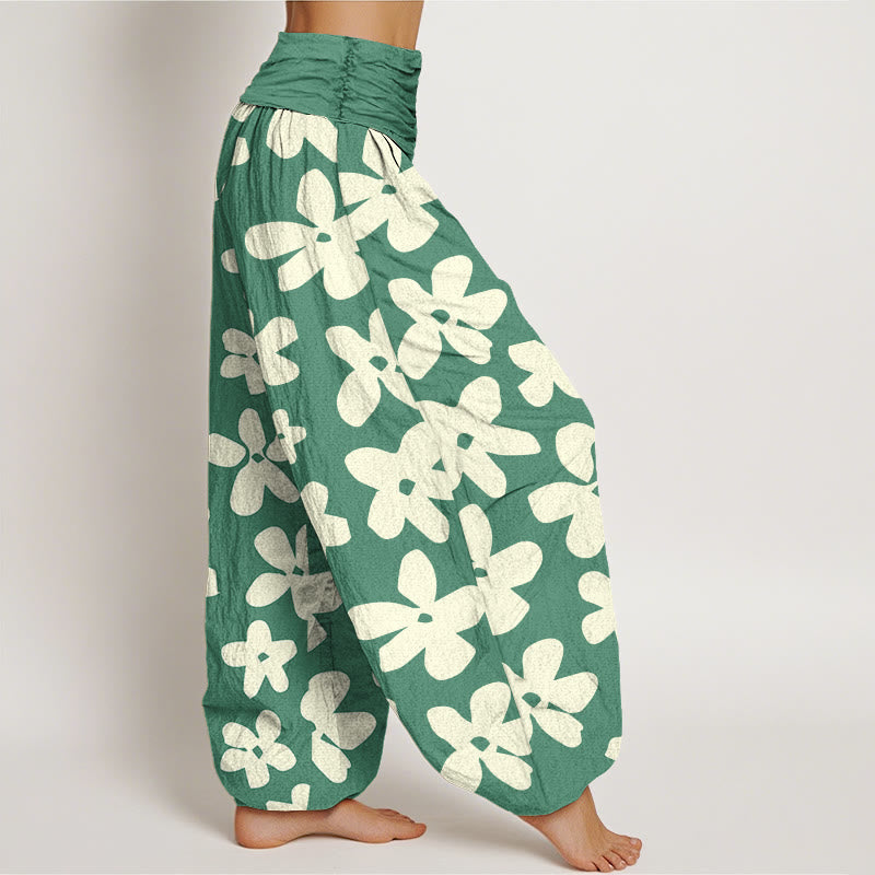 Buddha Stones Cotton Casual Bohemian Style Floral Women's Elastic Waist Harem Pants - image 1