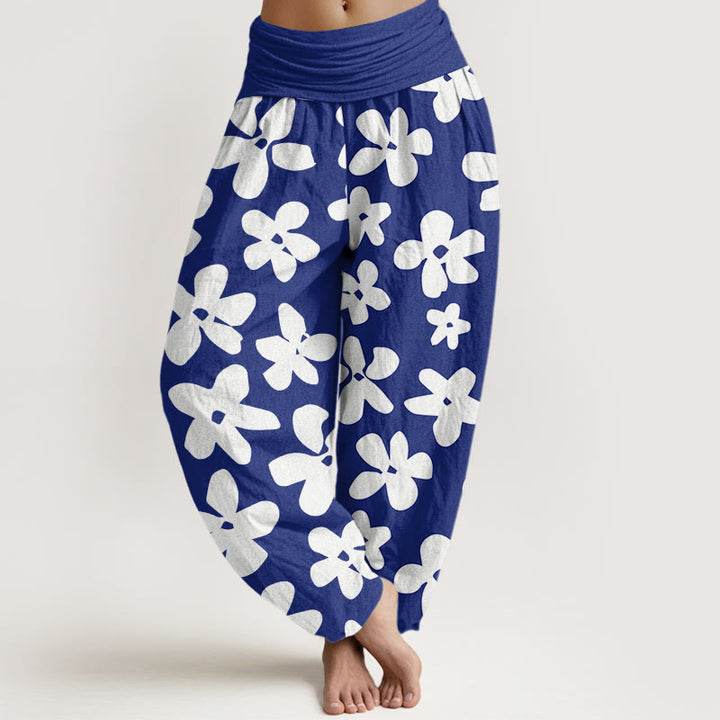 Buddha Stones Cotton Casual Bohemian Style Floral Women's Elastic Waist Harem Pants - DarkBlue - US22，UK/AU26，EU54 (6XL) - image 4